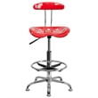 Flash Furniture Vibrant Drafting Chair Seat in Red and Chrome