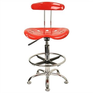 flash furniture vibrant drafting chair seat in red and chrome