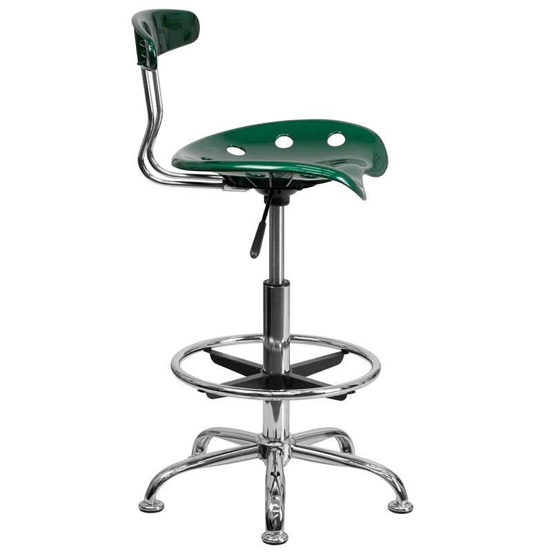 Flash Furniture Vibrant Drafting Chair Seat in Green and Chrome