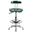 Flash Furniture Vibrant Drafting Chair Seat in Green and Chrome