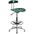Flash Furniture Vibrant Drafting Chair Seat in Green and Chrome