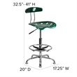 Flash Furniture Vibrant Drafting Chair Seat in Green and Chrome