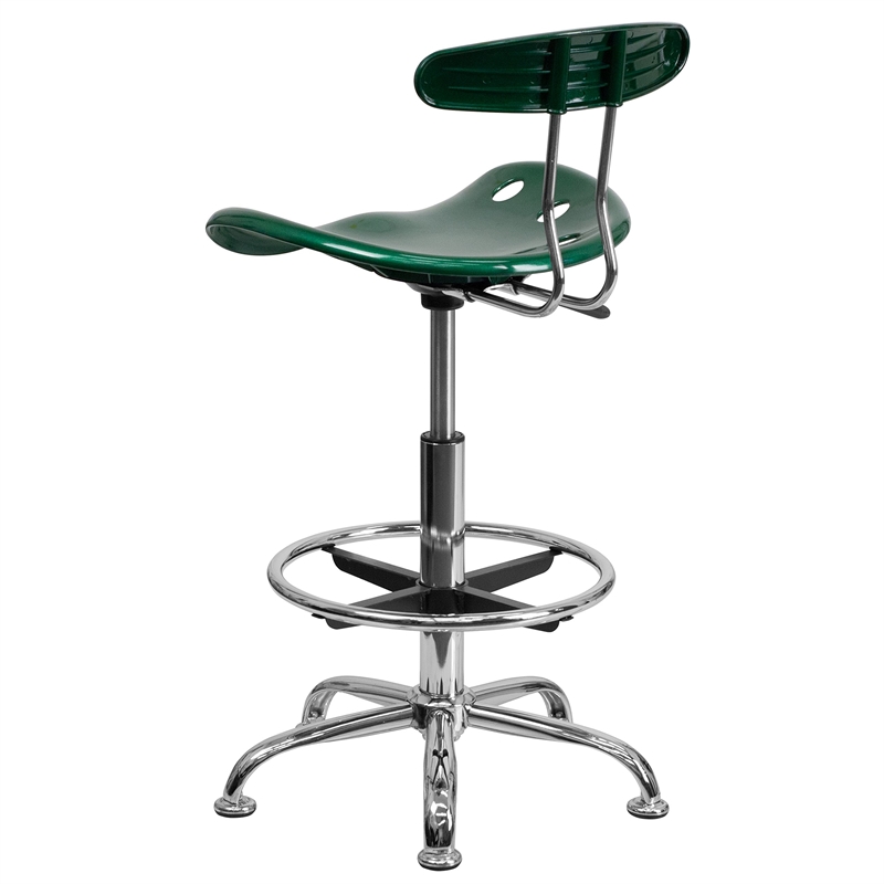 Flash Furniture Vibrant Drafting Chair Seat in Green and Chrome