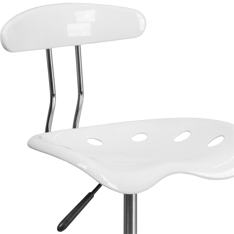 Flash Furniture Vibrant Drafting Chair Seat in White and Chrome