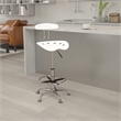 Flash Furniture Vibrant Drafting Chair Seat in White and Chrome
