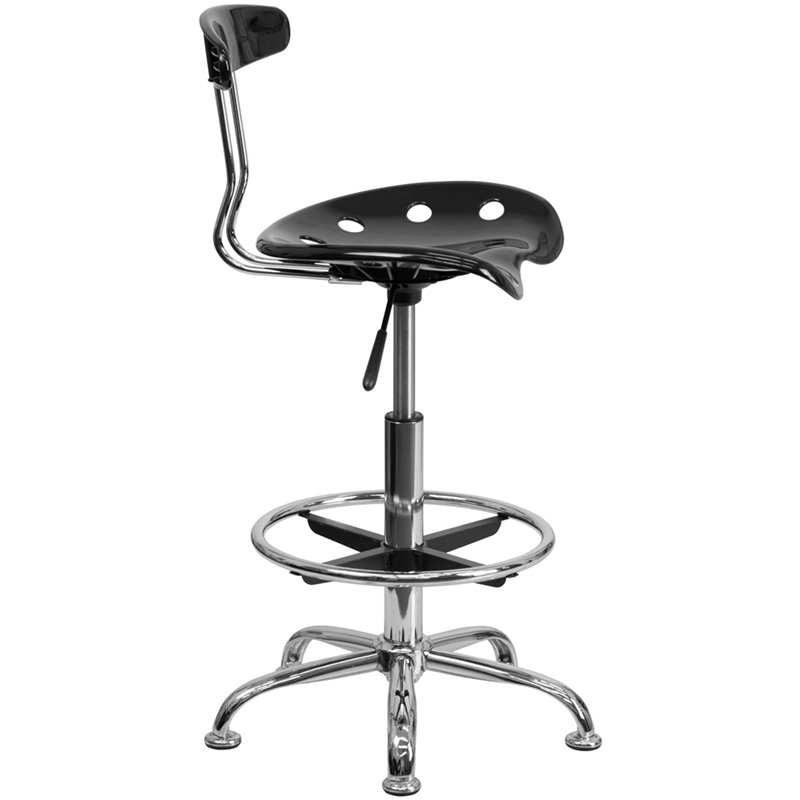 Flash Furniture Vibrant Drafting Chair Seat in Black and Chrome