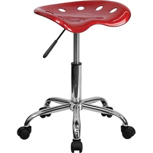 Flash Furniture Vibrant Chrome Adjustable Bar Stool and Tractor Seat in Wine Red