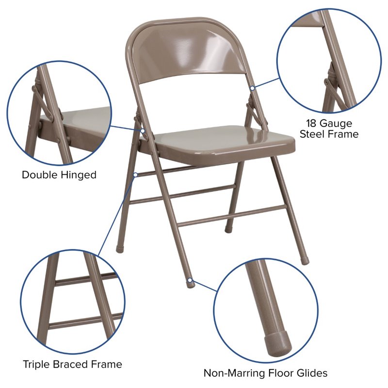 Flash Furniture Hercules Metal Folding Chair in Beige