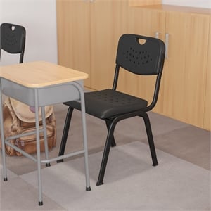 Flash Furniture Hercules Plastic Classroom Stacking Chair in Black