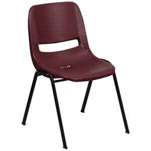 Flash Furniture Hercules Ergonomic Shell Back Stacking Chair in Burgundy