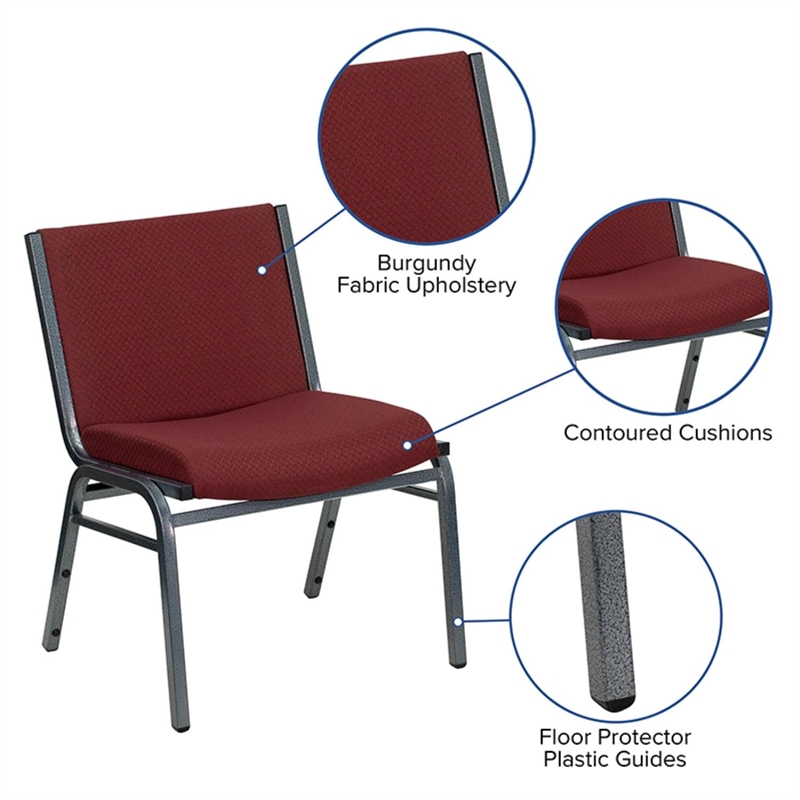 Flash Furniture Hercules Extra Wide Stacking Chair in Burgundy