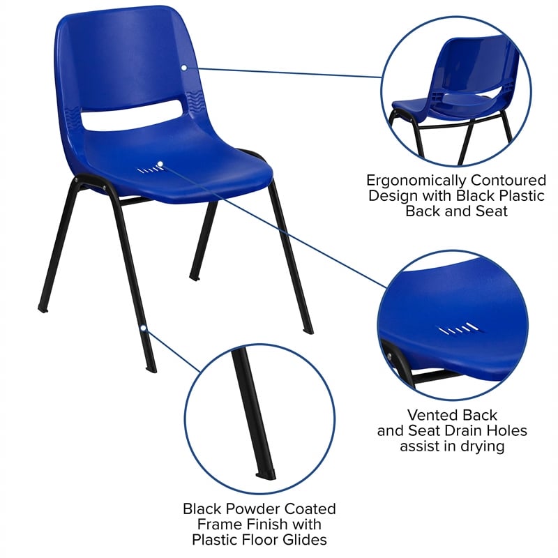 Flash Furniture Hercules Ergonomic Shell Back Stacking Chair in Blue
