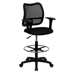 Flash Furniture Mid Back Mesh Drafting Chair in Black