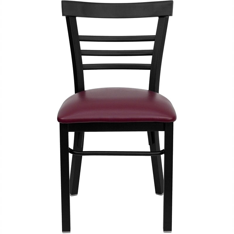 Flash Furniture Hercules Black Ladder Back Dining Chair in Burgundy