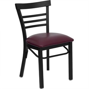 flash furniture hercules 3 slat back metal faux leather seat restaurant dining side chair in black