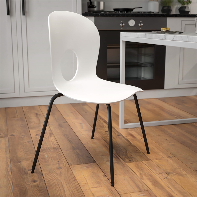 Flash Furniture Hercules Plastic Designer Back Stacking Chair in White