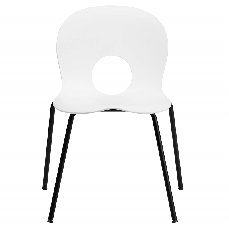 Flash Furniture Hercules Plastic Designer Back Stacking Chair in White