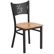 Flash Furniture Hercules Black Back Metal Dining Chair in Mahogany