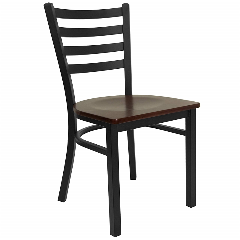Flash Furniture Hercules Ladder Back Metal Dining Chair in Mahogany