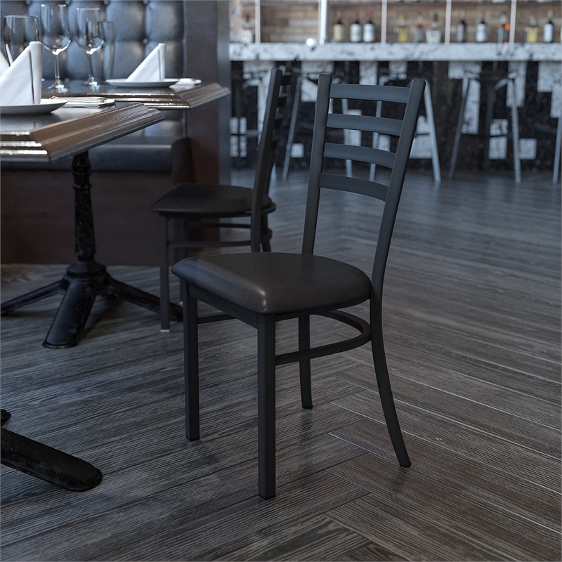 Flash Furniture Hercules Ladder Back Metal Dining Chair in Black