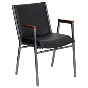 Flash Furniture Hercules Upholstered Stacking Chair in Black Vinyl