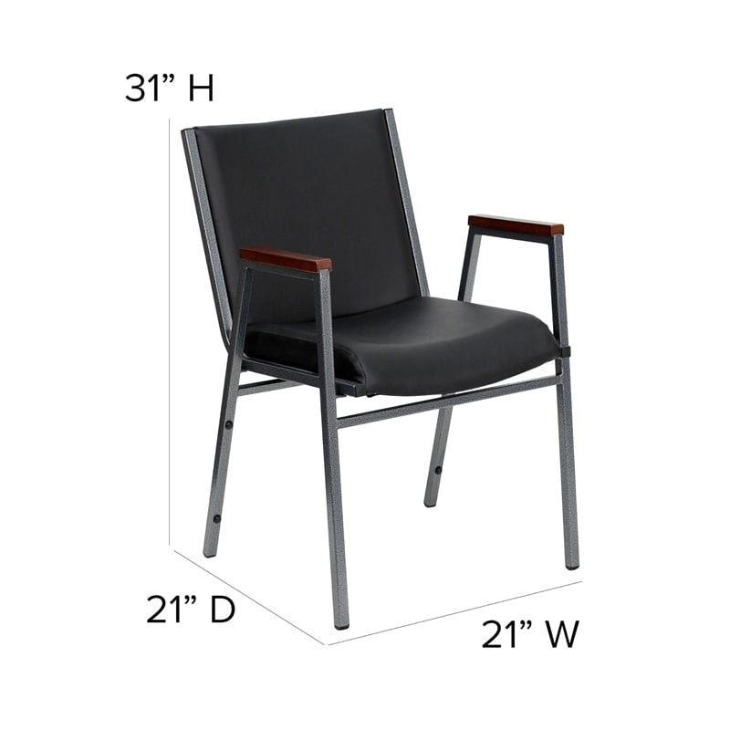 Flash Furniture Hercules Upholstered Stacking Chair in Black Vinyl