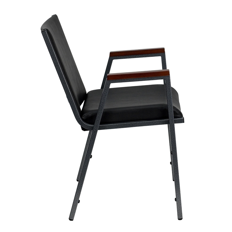 Flash Furniture Hercules Upholstered Stacking Chair in Black Vinyl