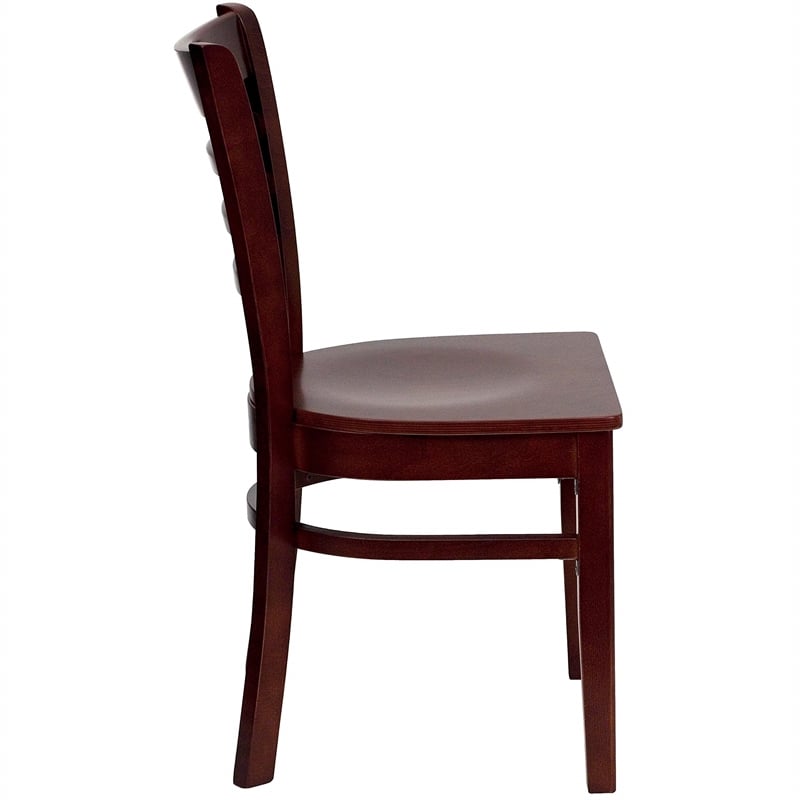 Flash Furniture Hercules Dining Chair in Mahogany with Burgundy Seat