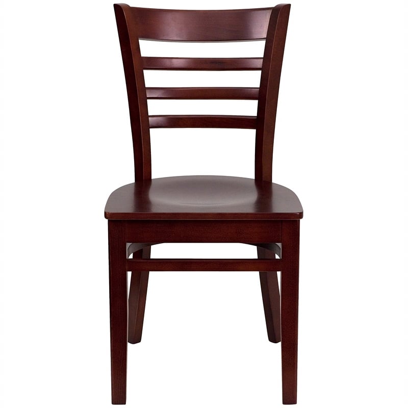 Flash Furniture Hercules Dining Chair in Mahogany with Burgundy Seat