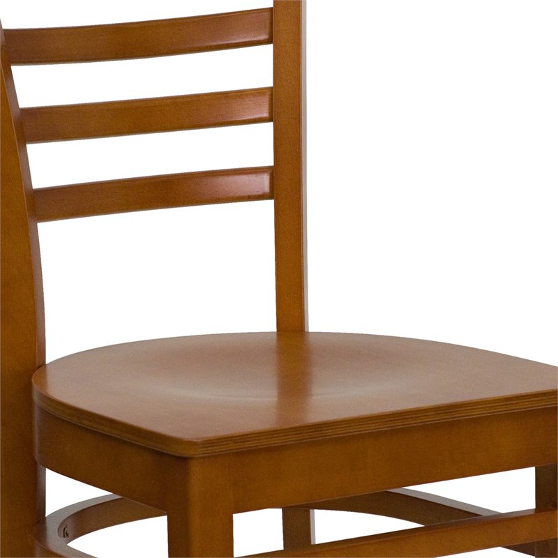 Flash Furniture Hercules Ladder Back Restaurant Dining Chair in Cherry