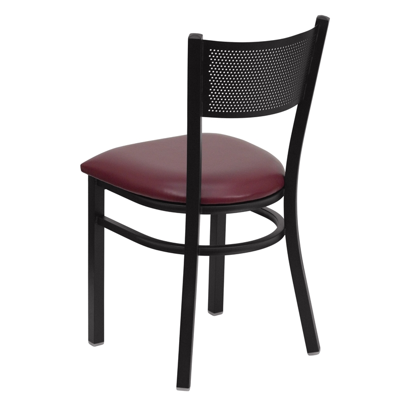 Flash Furniture Hercules Series Metal Dining Chair in Burgundy Vinyl