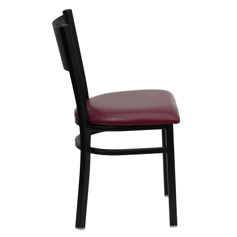 Flash Furniture Hercules Series Metal Dining Chair in Burgundy Vinyl