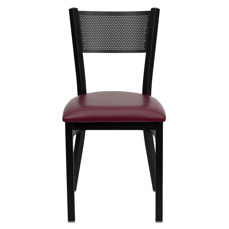 Flash Furniture Hercules Series Metal Dining Chair in Burgundy Vinyl