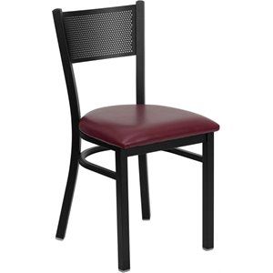 flash furniture hercules panel back metal faux leather seat restaurant dining side chair in black