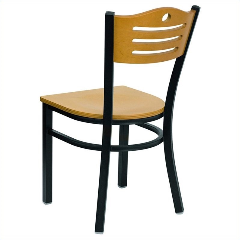 Flash Furniture Hercules Black Slat Back Metal Restaurant Dining Chair