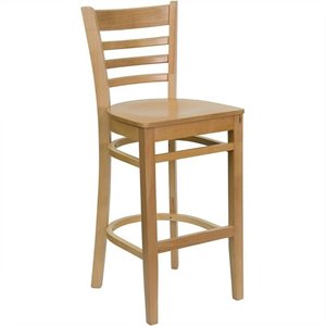 Flash Furniture Hercules 30&quot Ladder Back Bar Stool in Natural Wood