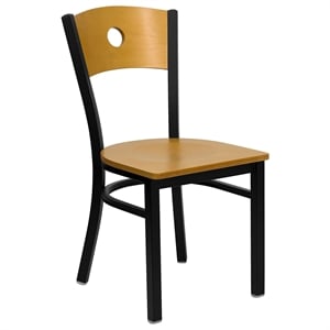 Flash Furniture Hercules Black Circle Back Dining Chair in Natural