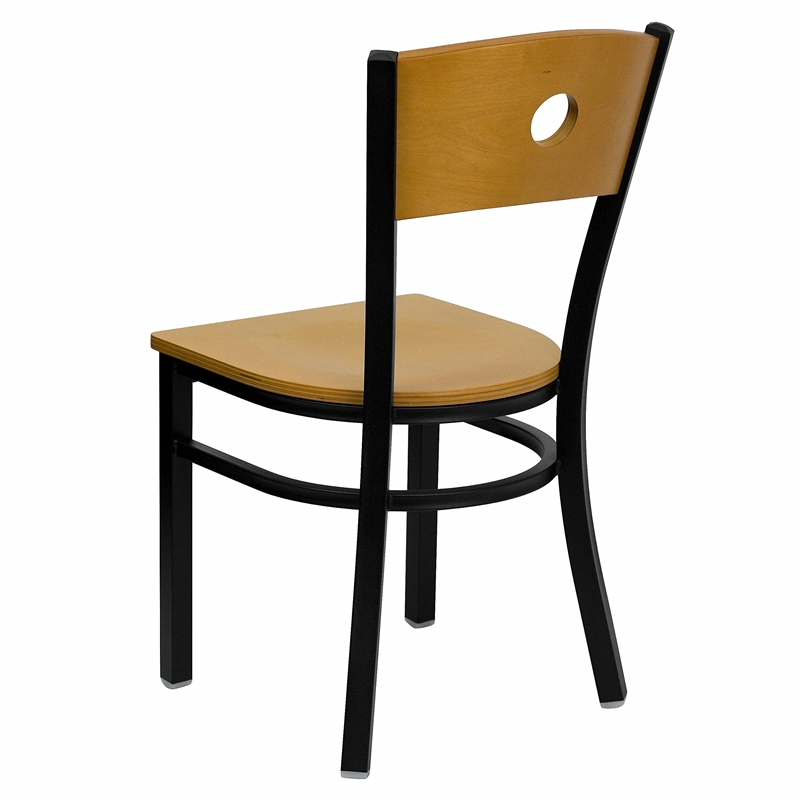 Flash Furniture Hercules Black Circle Back Dining Chair in Natural