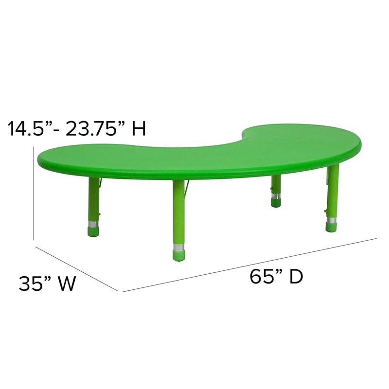 Flash Furniture Height Adjustable Half-moon Activity Table in Green