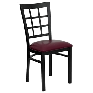 Flash Furniture Hercules Black Window Back Dining Chair in Burgundy