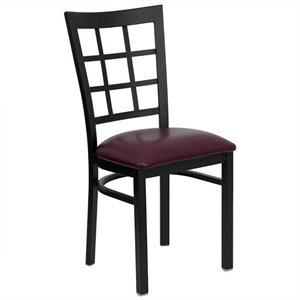 flash furniture hercules window back metal faux leather seat restaurant dining side chair in black