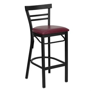Flash Furniture Hercules 31&quot Black Back Metal Bar Stool in Burgundy
