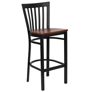 Flash Furniture Hercules 29&quot Black Back Metal Counter Stool in Cherry