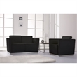Flash Furniture Hercules Trinity Leather Reception Sofa in Black