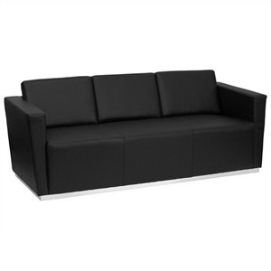 flash furniture hercules trinity leather reception sofa in black