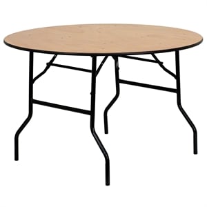 Flash Furniture 48&quot Round Wood Top Folding Banquet Table in Natural