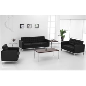 Flash Furniture Hercules Lacey Series Contemporary Love Seat in Black