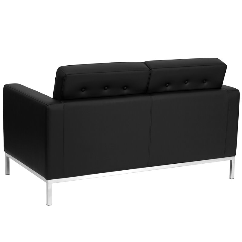 Flash Furniture Hercules Lacey Series Contemporary Love Seat in Black