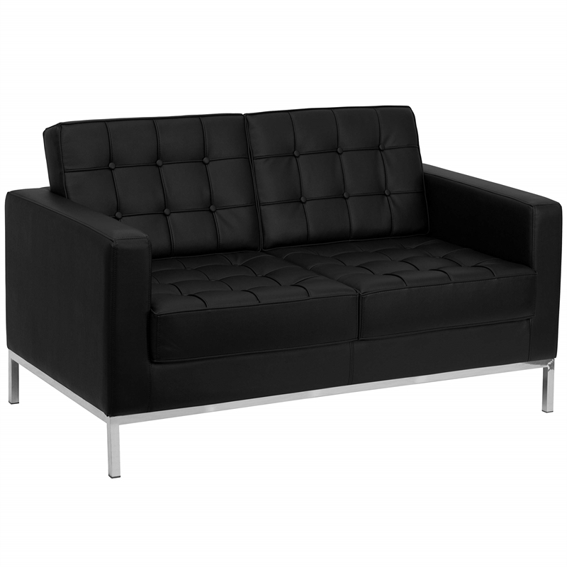 Flash Furniture Hercules Lacey Series Contemporary Love Seat in Black