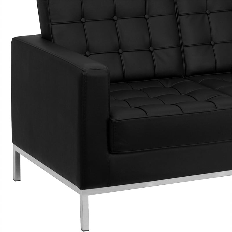 Flash Furniture Hercules Lacey Series Contemporary Love Seat in Black